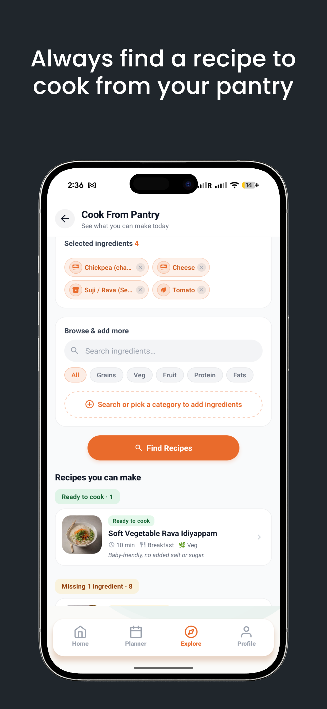 Cook from pantry feature